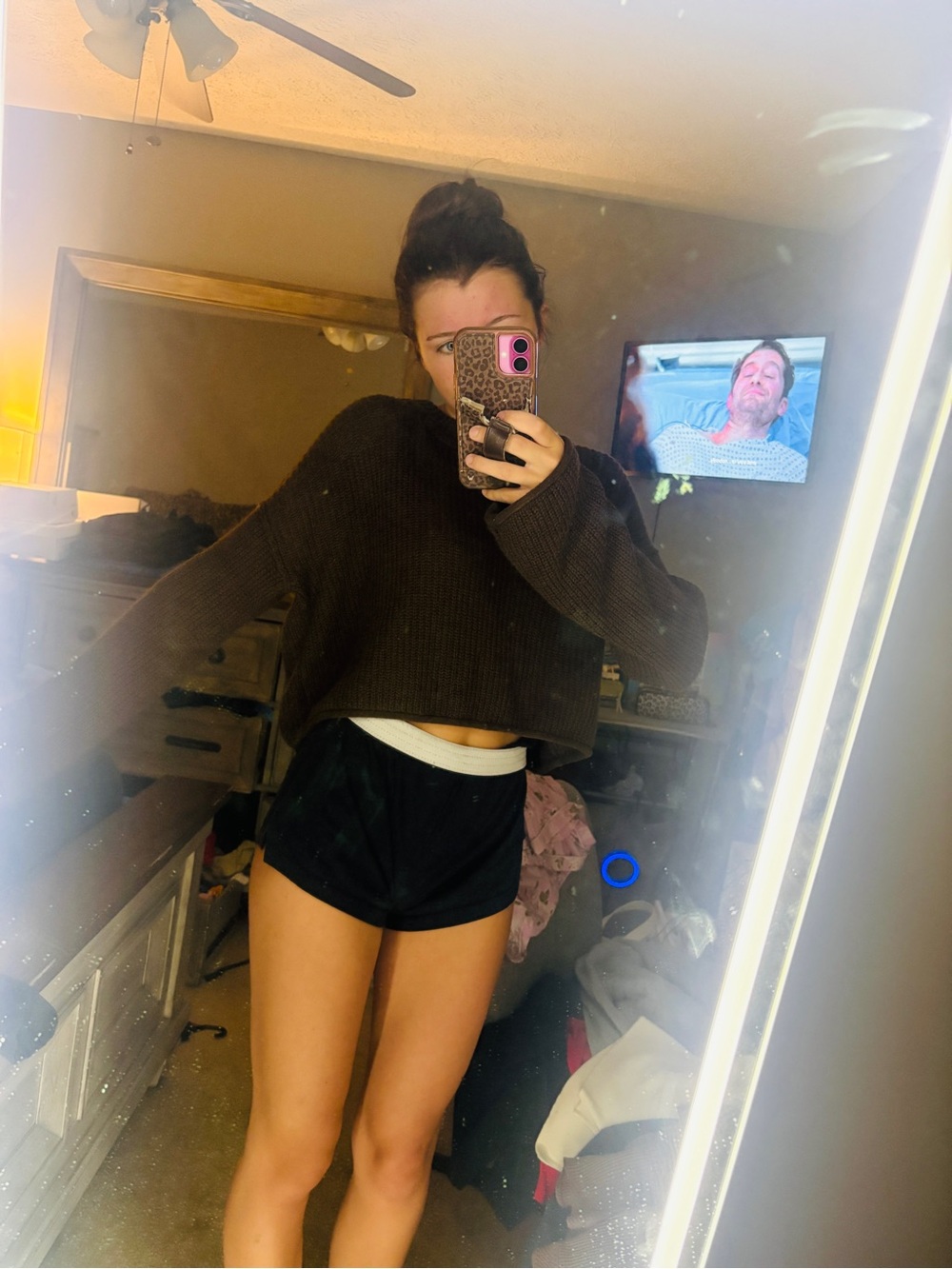 Target Brown Cropped Crew Neck Sweater